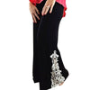 Chic Mid Waist Lace Spliced Flare Pants for Women
