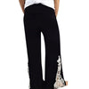 Chic Mid Waist Lace Spliced Flare Pants for Women