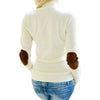 Stylish Zipper Design Turtleneck Long Sleeve Patchwork Solid T-Shirt for Women