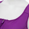 Active U-Neck Pure Color Zippered Racerback Crop Top for Women