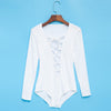 Sexy V-Neck Long Sleeve Criss Cross Pure Color Romper for Women