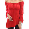 Sexy Off The Shoulder Flare Sleeve Pure Color Asymmetrical Blouse for Ladies