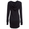 Casual Hooded Long Sleeve Pure Color Bodycon Dress for Ladies