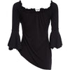 Sexy Off The Shoulder Flare Sleeve Pure Color Asymmetrical Blouse for Ladies