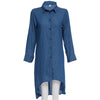 Shirt Collar Long Sleeve Button Design Asymmetrical Denim Dress for Women