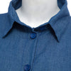 Shirt Collar Long Sleeve Button Design Asymmetrical Denim Dress for Women