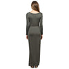 Sexy Plunging Neck Long Sleeve Asymmetrical Maxi Dress for Ladies