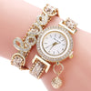 Women'S Bracelet Watch Chic Rhinestone Inlay Double Layers Alloy Quartz Watch