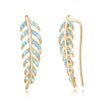 Leaves Simple Sterling Silver Earrings Light Blue/Champagne Gold