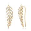 Leaves Simple Sterling Silver Earrings White/Champagne Gold