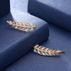 Leaves Simple Sterling Silver Earrings White/Champagne Gold
