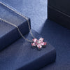 Sterling Silver Crystal Petal Necklace Pink/Platinum Plated