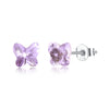 Butterfly Stud S925 Sterling Silver Earring Purple/Platinum Plated