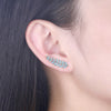 Leaves Simple Sterling Silver Earrings Light Blue/Platinum Plated