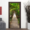 Creative 3D Suspension Bridge Door Sticker DIY Bedroom Removable Green Tree