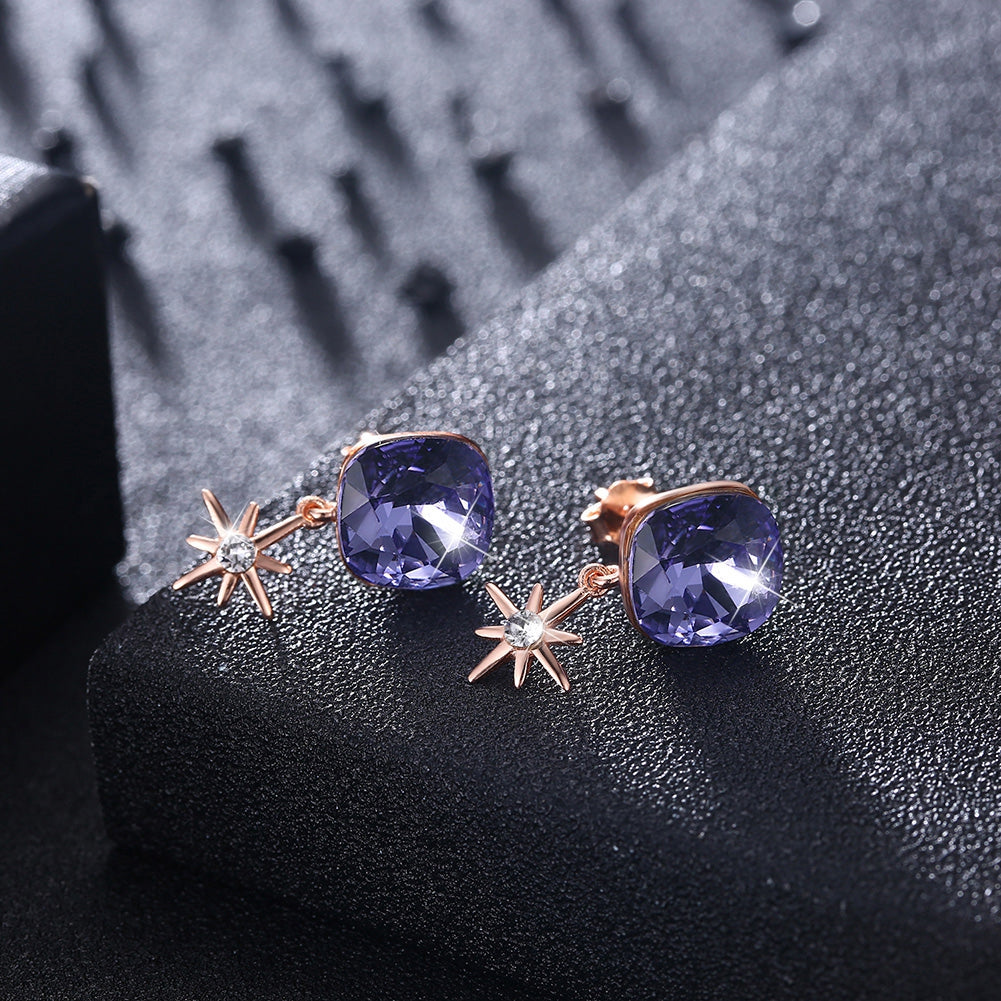 S925 M Bracket Earrings Purple
