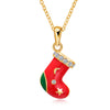 Christmas Drizzle Socks Necklace White/Gold Plated