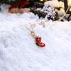 Christmas Drizzle Socks Necklace White/Gold Plated
