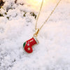 Christmas Drizzle Socks Necklace White/Gold Plated