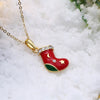 Christmas Drizzle Socks Necklace White/Gold Plated