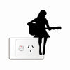 Pretty Girl Playing Guitar Silhouette Vinyl Decal Light Switch Wall Mural