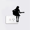 Pretty Girl Playing Guitar Silhouette Vinyl Decal Light Switch Wall Mural