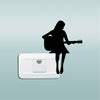 Pretty Girl Playing Guitar Silhouette Vinyl Decal Light Switch Wall Mural