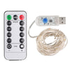 2packs DC5V USB 5M LED Silver Copper Wire String Lights with Remote Controller