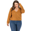Women's V Neck Solid Colored Plus Size Back Hollow Short Sweater