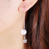 Crown Pearl Pendant Long Stud Earrings