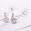 Crown Pearl Pendant Long Stud Earrings