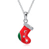 Christmas Drizzle Socks Necklace White/Platinum Plated