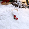 Christmas Drizzle Socks Necklace White/Platinum Plated