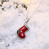 Christmas Drizzle Socks Necklace White/Platinum Plated
