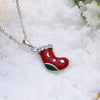 Christmas Drizzle Socks Necklace White/Platinum Plated