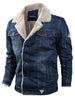 Men's Jacket Casual Winter Plus Velvet Thick Loose Lapel Denim
