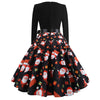 Christmas Print Stitching Long Sleeves and Large Dresses