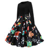 Christmas Print Stitching Long Sleeves and Large Dresses