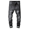 Ripped Hole Skull Patchwork Slimming Jeans