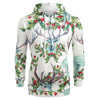 Elk Print Pouch Pocket Long Sleeve Hoodie