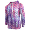 Fish Scale Print Pouch Pocket Hoodie