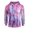 Fish Scale Print Pouch Pocket Hoodie
