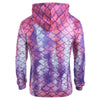 Fish Scale Print Pouch Pocket Hoodie