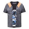 3D Faux Denim Jacket Printed Short Sleeve T-shirt