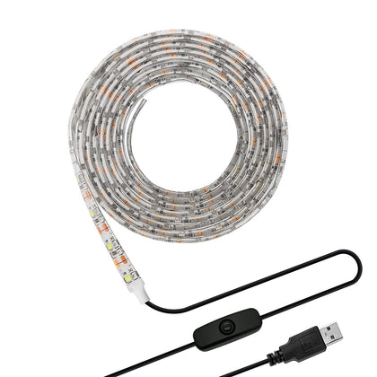 ZDM Waterproof 2835 White LED USB Background Strips Lamp Stripe Switch DC5V