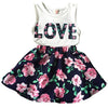 Korean Children's Clothing Girls LOVE Letters Sleeveless Vests Skirt Two-piece