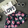 Korean Children's Clothing Girls LOVE Letters Sleeveless Vests Skirt Two-piece