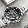 Mizums Men Luxury Brand Dual Time Clock Fashion Stainless Steel Watch