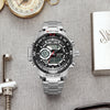 Mizums Men Luxury Brand Dual Time Clock Fashion Stainless Steel Watch