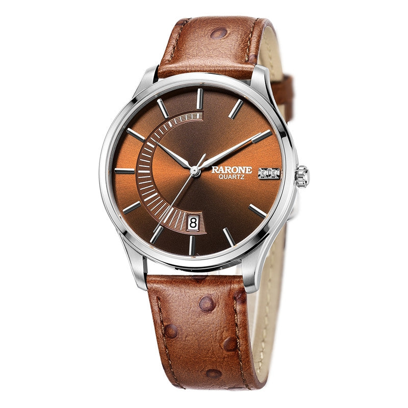 Rarone Genuine Leather Men Wrist Quartz Watch